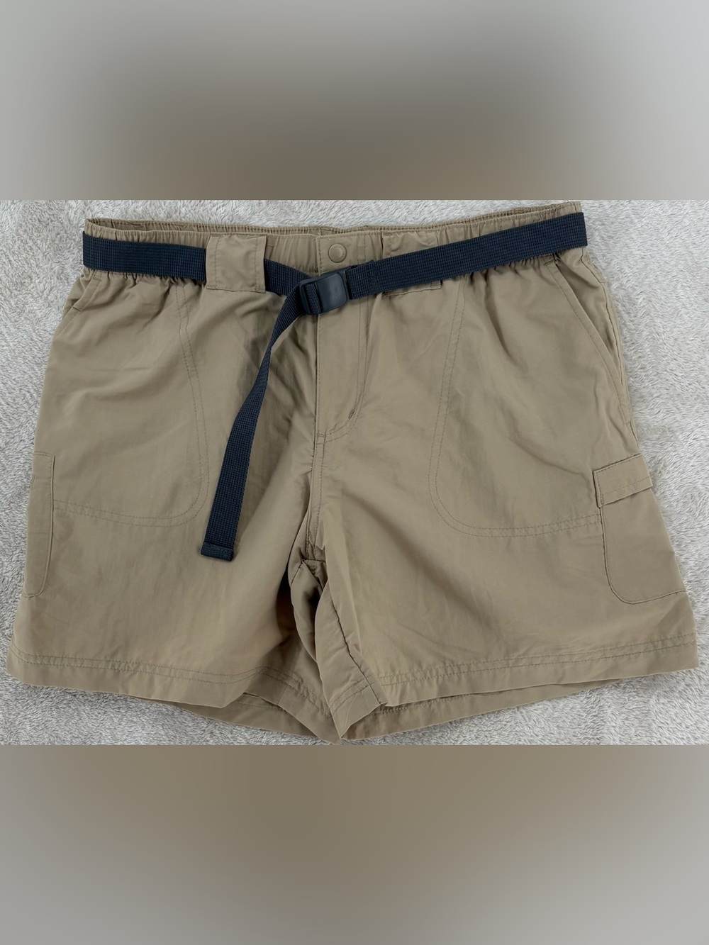 Columbia Men's Khaki Cargo Hiking Shorts M 6" Inseam Adjustable Belt Outdoor